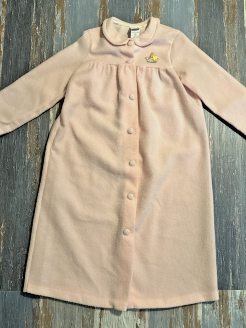 Vintage Disney Store Night Gown Fleece House Coat Womens L Button Winnie Pooh